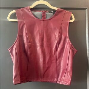 7 For All Mankind Faux Leather Top - Burgundy